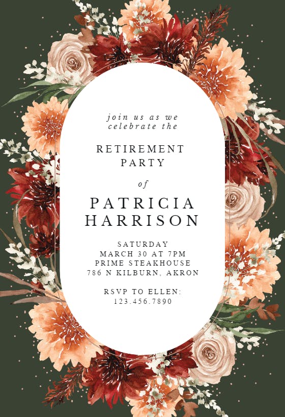 Terracotta round frame - retirement & farewell party invitation