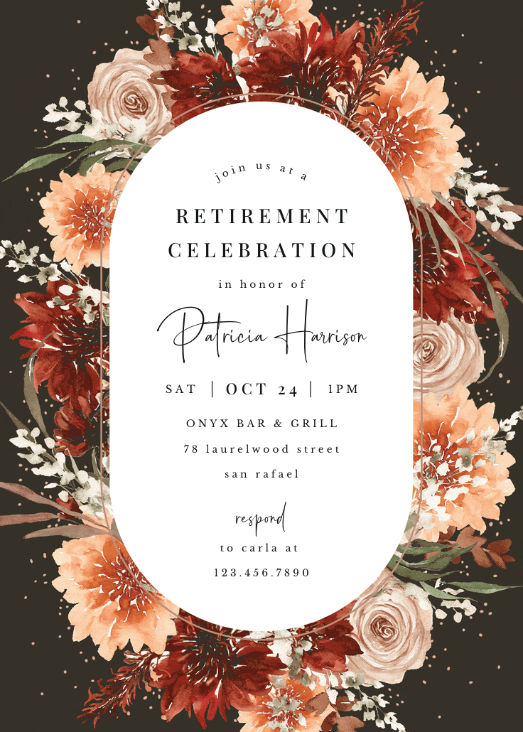 Terracotta round frame - retirement & farewell party invitation