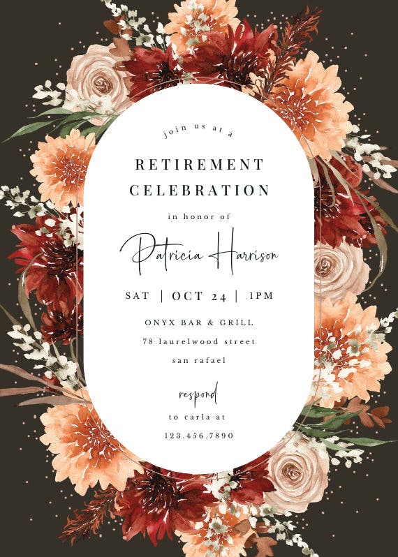 Terracotta round frame - retirement & farewell party invitation