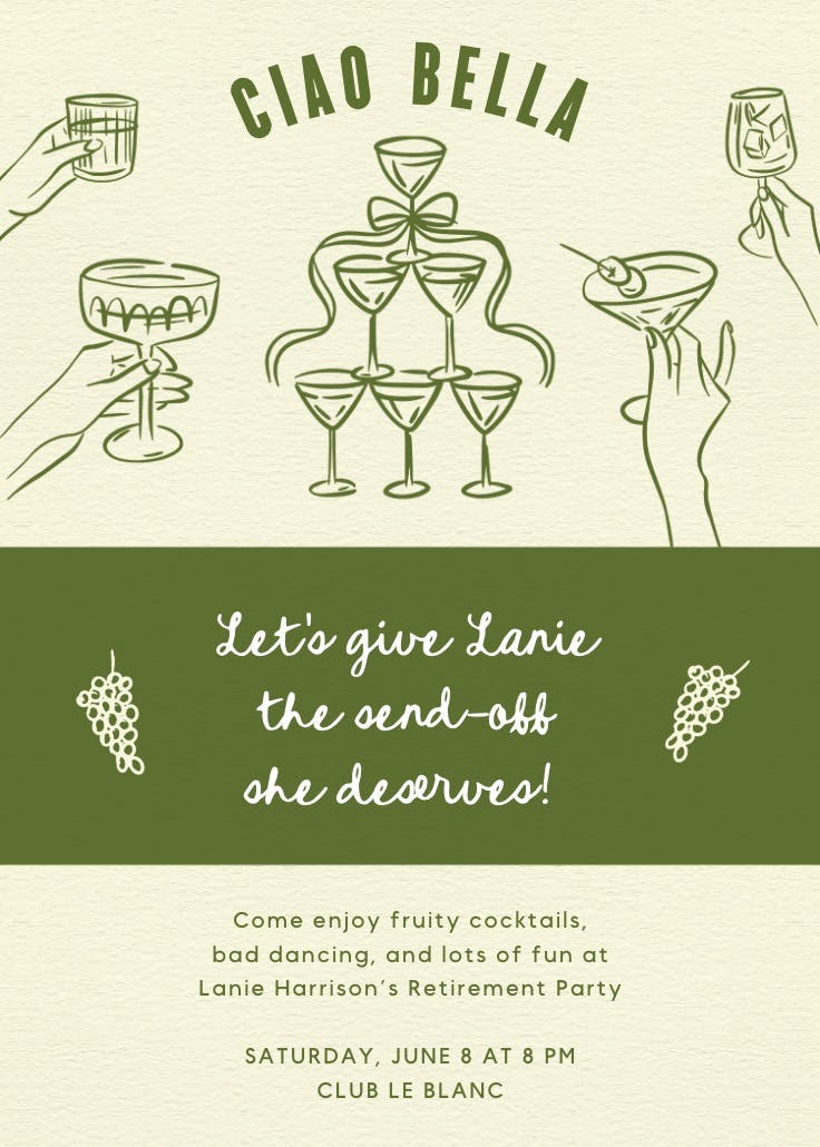 Toast in style - invitación para jubilación