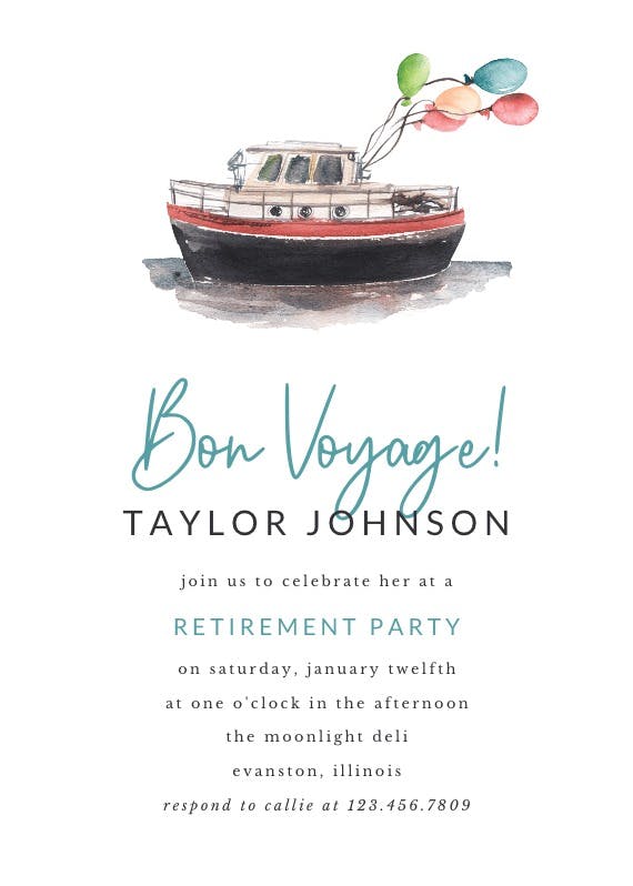 Transport ship - retirement & farewell party invitation