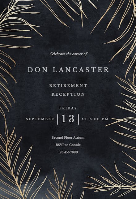 Tropical gold palms - Retirement & Farewell Party Invitation