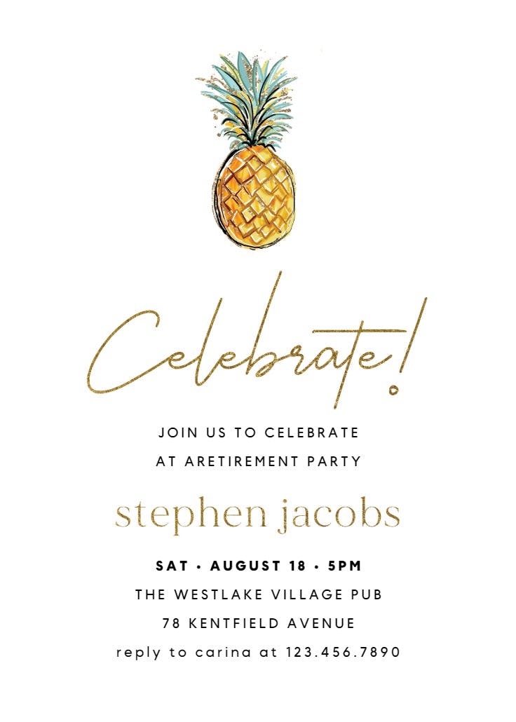 Tropical pineapple -  invitación para jubilación