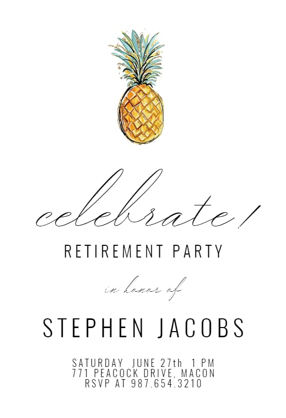 Tropical pineapple - retirement & farewell party invitation