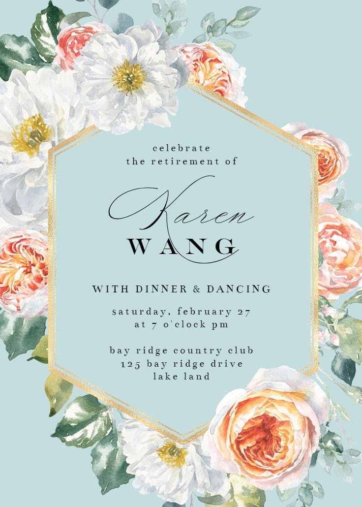Watercolor floral geometric - retirement & farewell party invitation