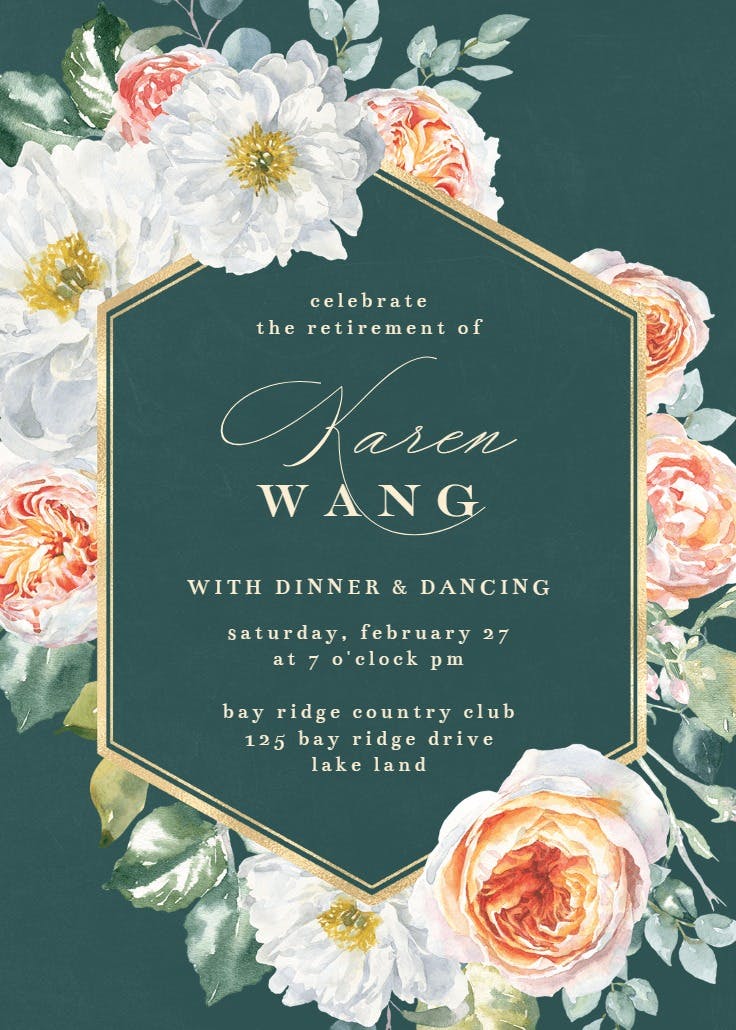 Watercolor floral geometric - retirement & farewell party invitation