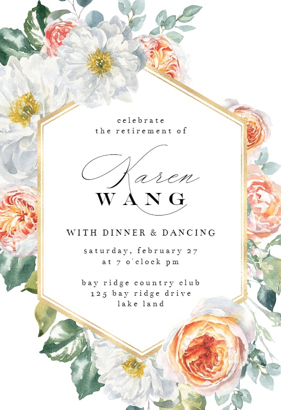 Watercolor floral geometric - retirement & farewell party invitation