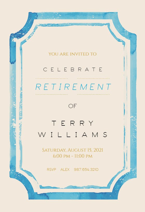 Watercolor frame - retirement & farewell party invitation