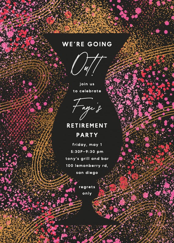 We're going out tonight - retirement & farewell party invitation