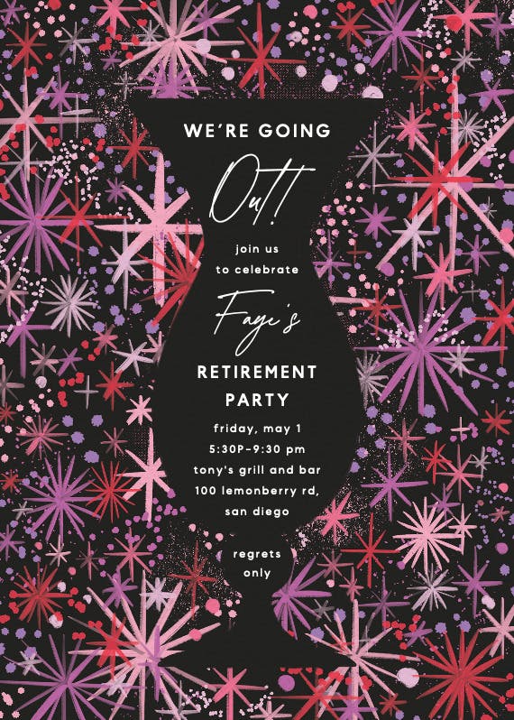 We're going out tonight - retirement & farewell party invitation