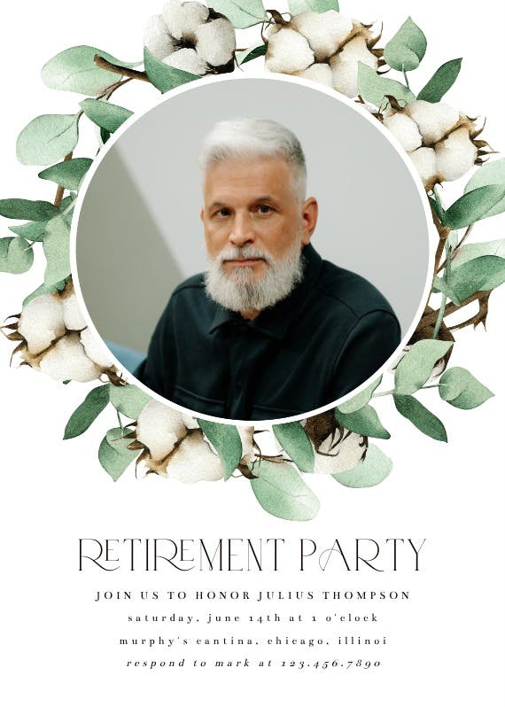 Winter watercolor florals - retirement & farewell party invitation