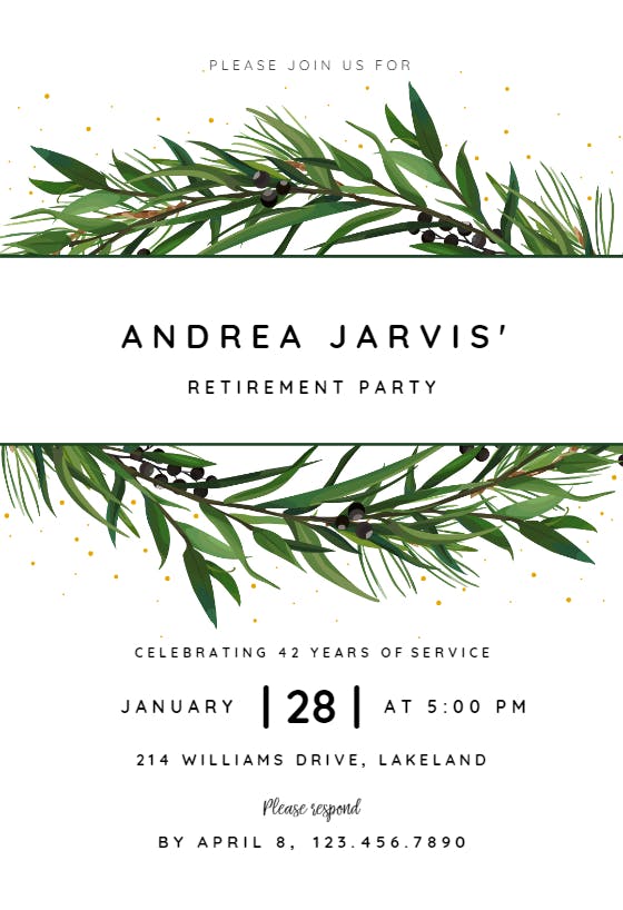 Winter wreath - retirement & farewell party invitation