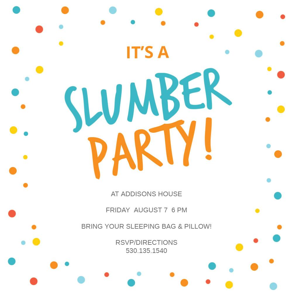 Candy dots - sleepover party invitation