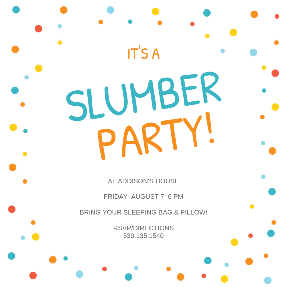 Pajama Party - Sleepover Party Invitation Template (Free) | Greetings ...