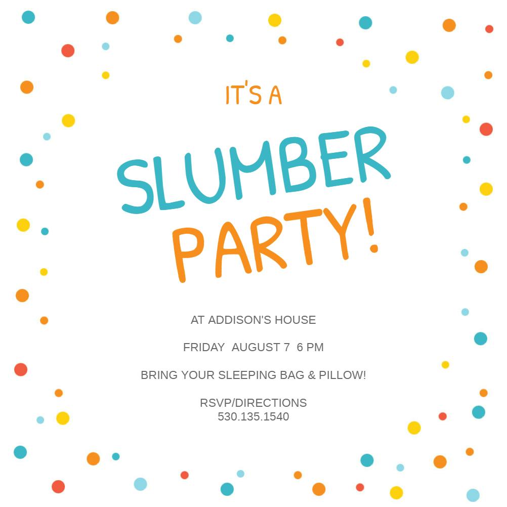 Candy dots - sleepover party invitation