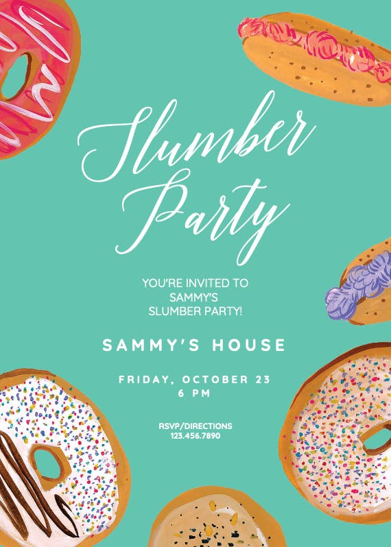 Doughnuts - sleepover party invitation
