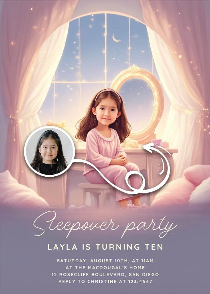 Dreamland sleepover - invitación para pijamadas