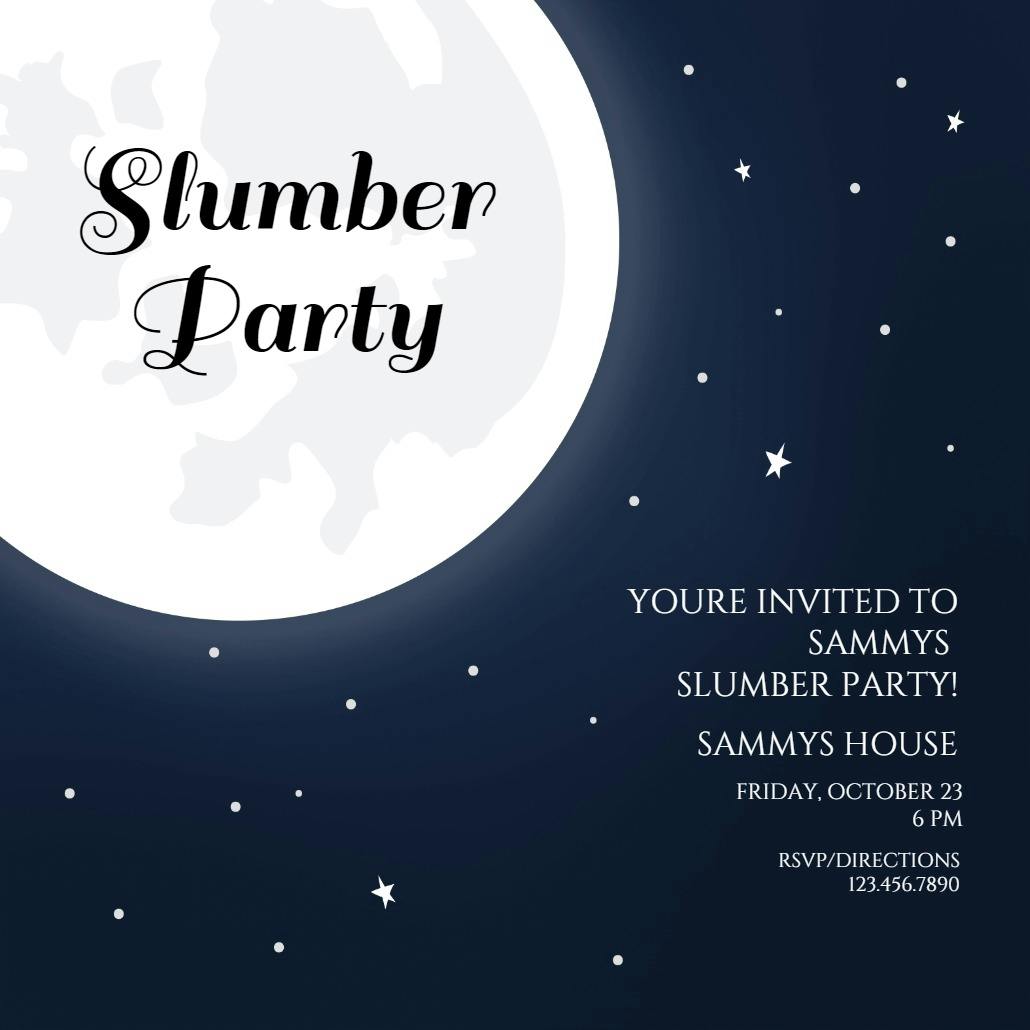 Full moon - sleepover party invitation