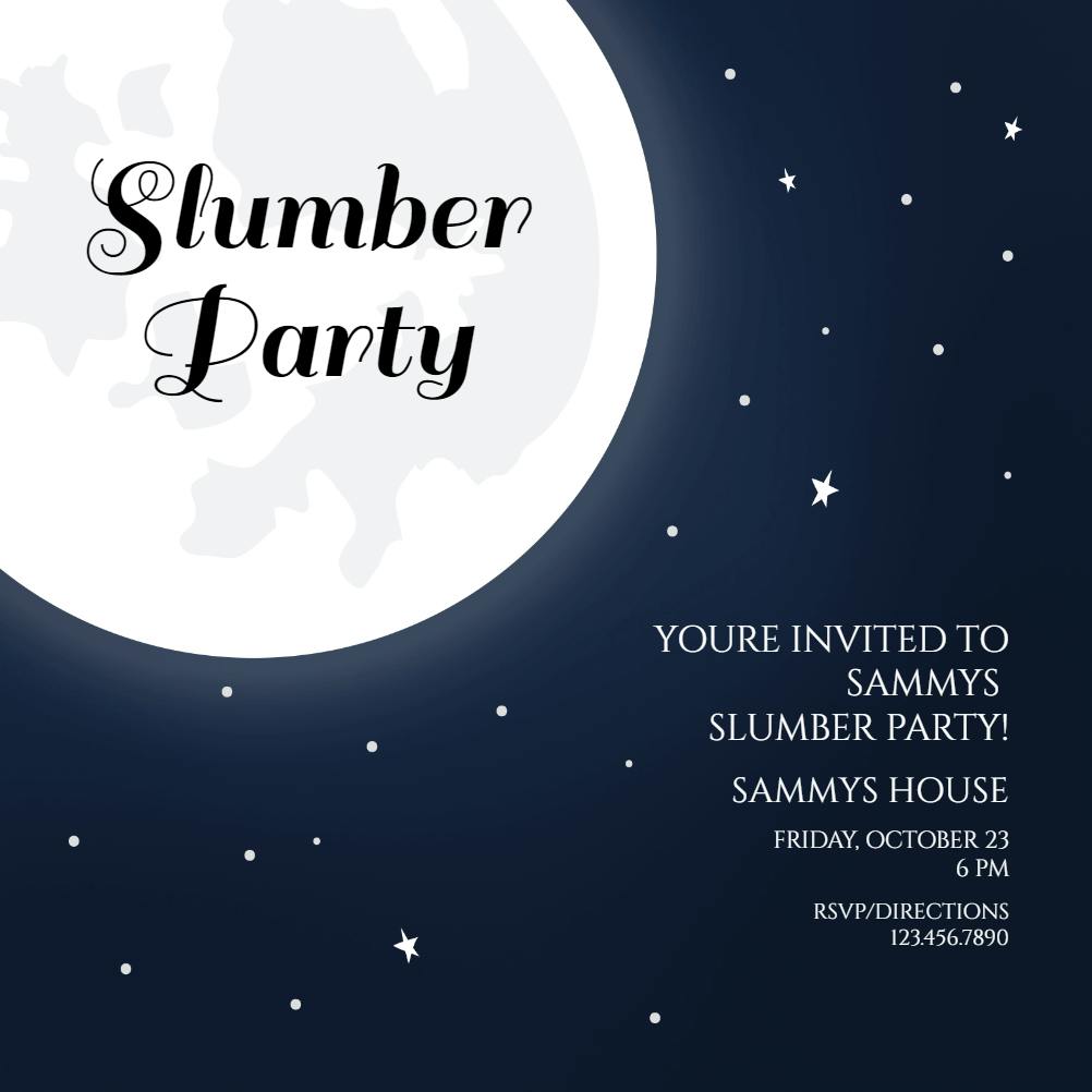 Full moon - sleepover party invitation