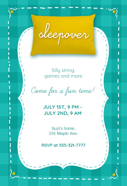 Fun Sleepover Party - Sleepover Party Invitation Template (Free ...