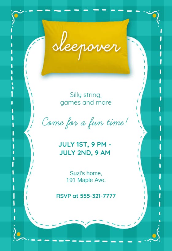 Fun sleepover party - sleepover party invitation