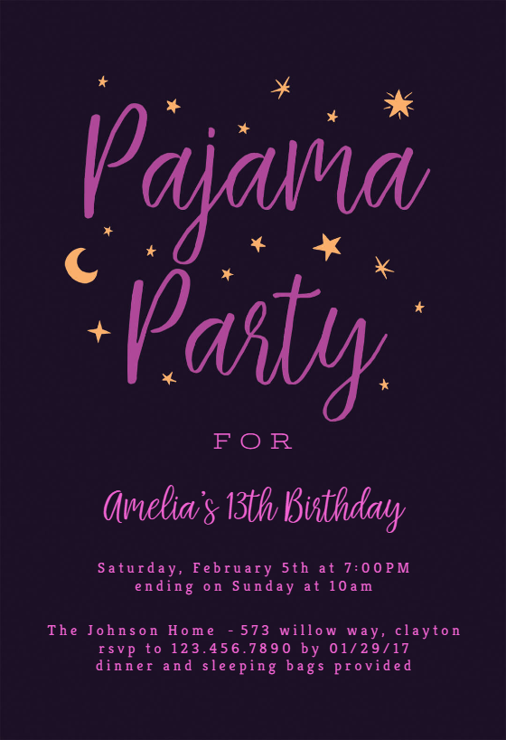 pajama party invitations