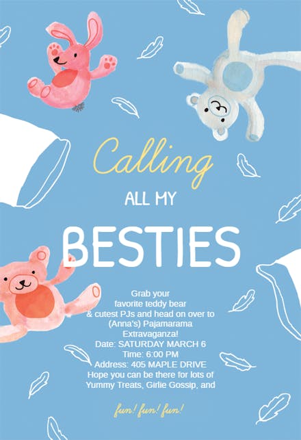 Pajamarama Extravaganza - Sleepover Party Invitation