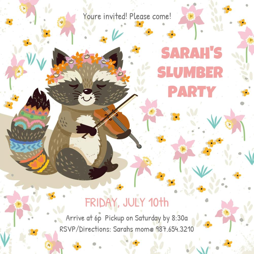 Party critter - sleepover party invitation