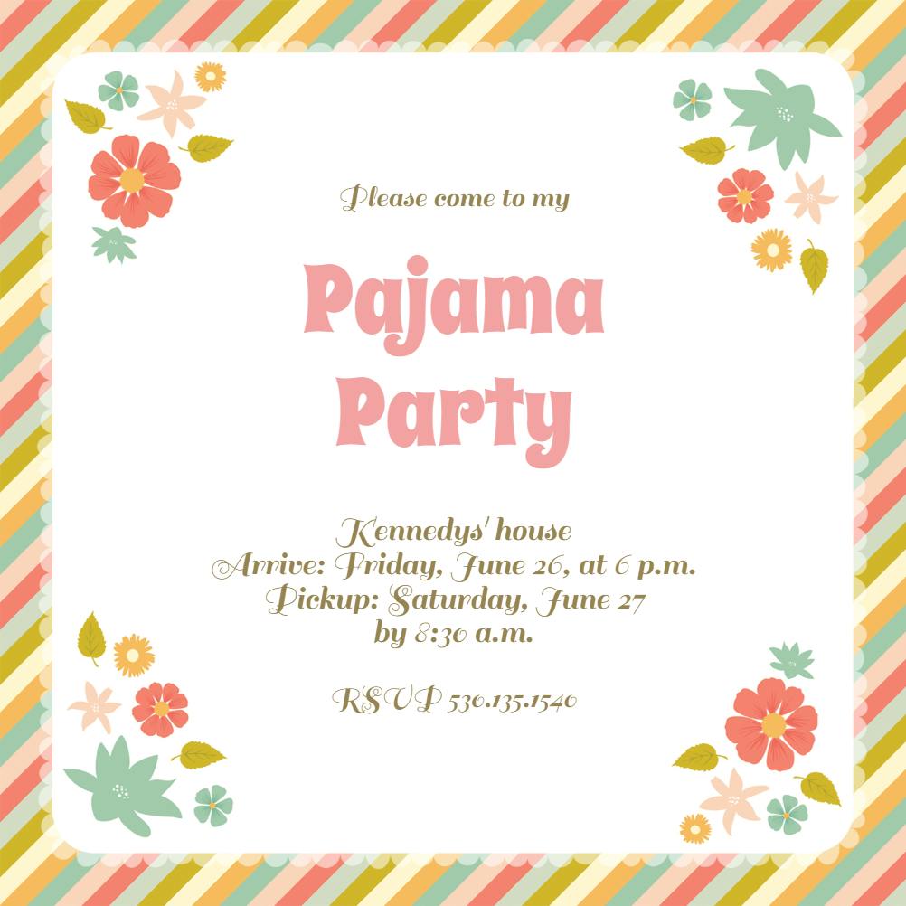 Party pastels -  invitación para pijamadas