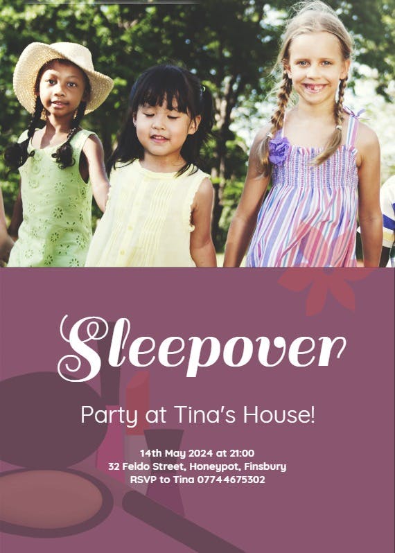 Sleepless slumber - sleepover party invitation