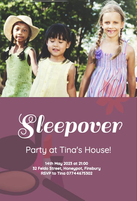 Sleepless Slumber - Sleepover Party Invitation