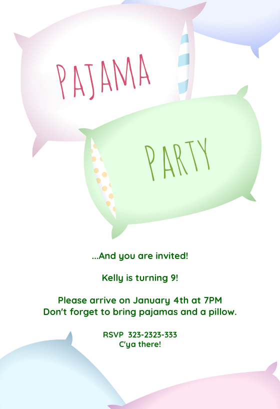 slumber party invitations wording