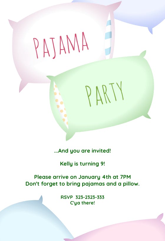 Sleepover party -  invitación para pijamadas