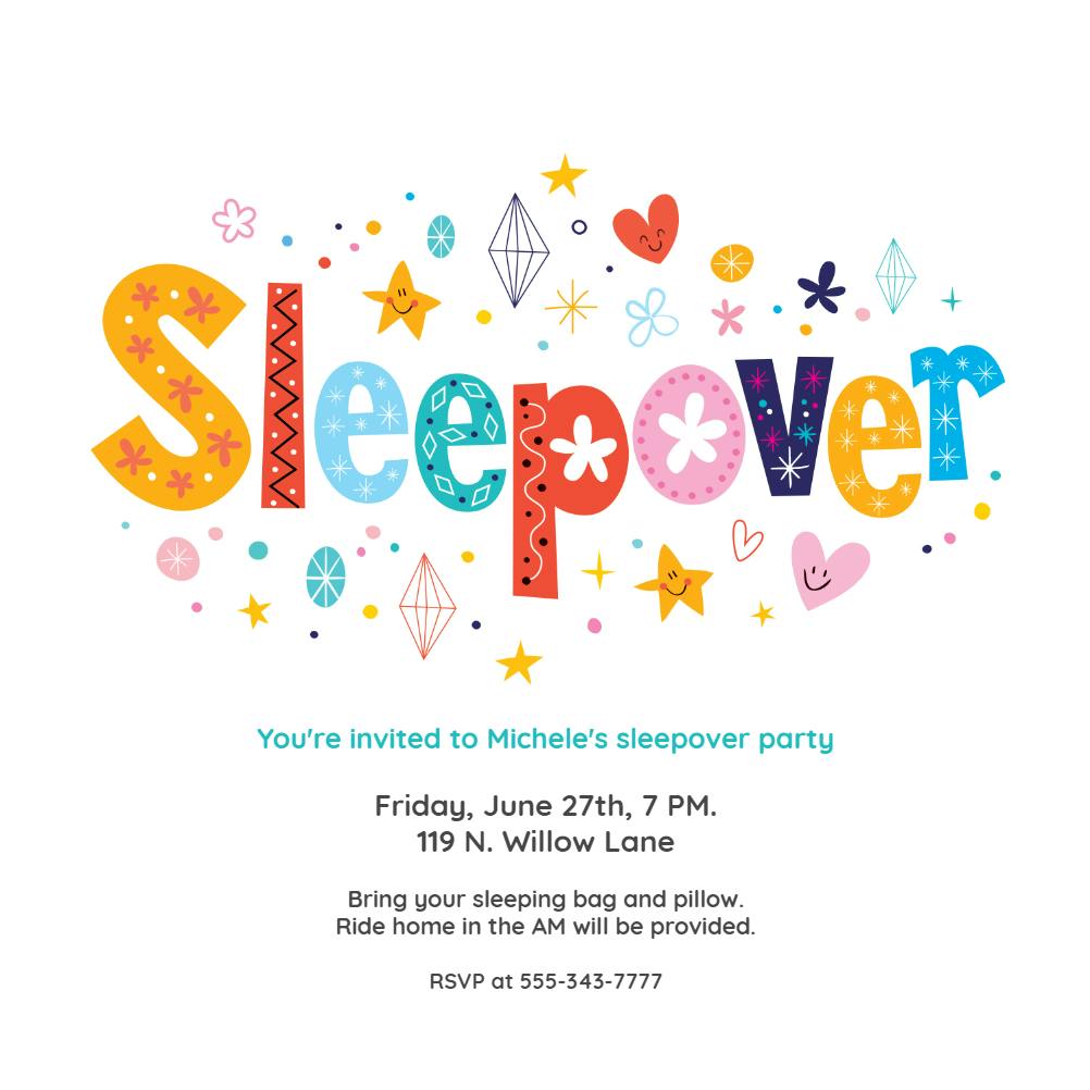 Sleepover - sleepover party invitation