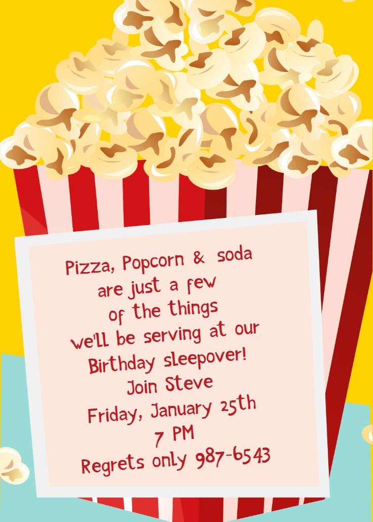 Take a break movie - sleepover party invitation