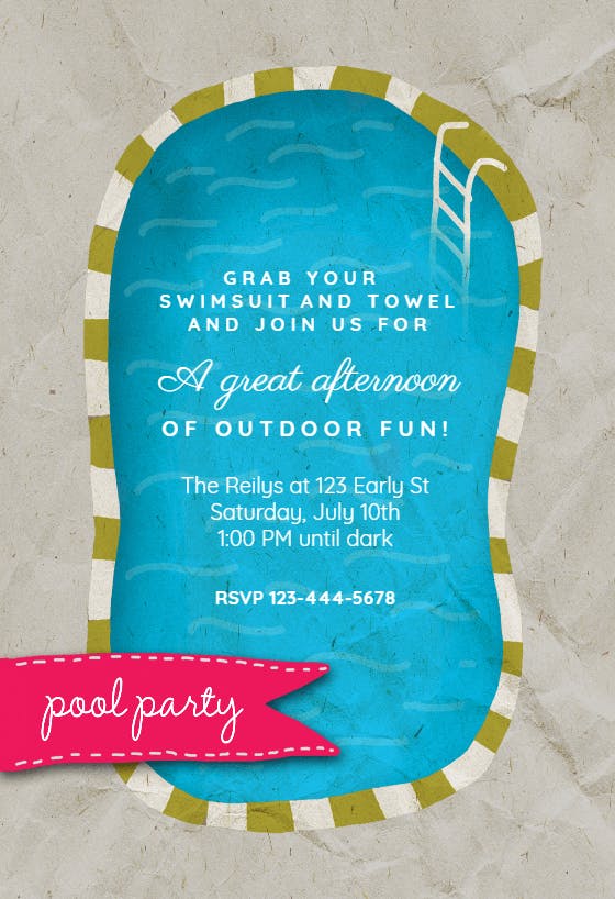 A pool - pool party invitation