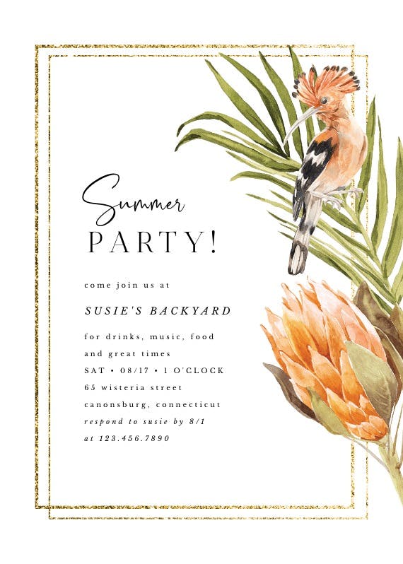 African summer - pool party invitation