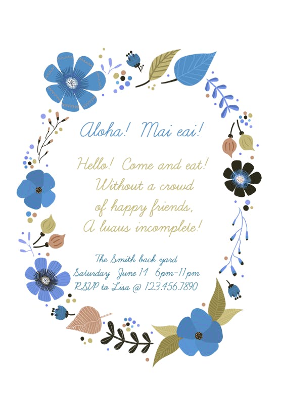 Aloha - pool party invitation