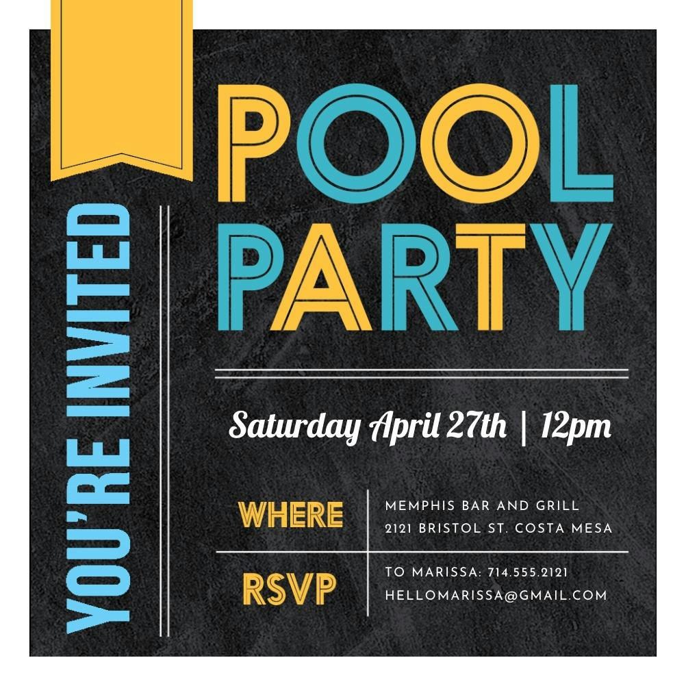 American pool party -  invitación para pool party
