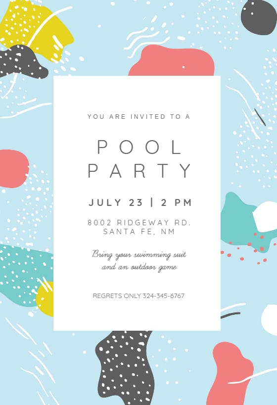 Artistic painting - pool party invitation