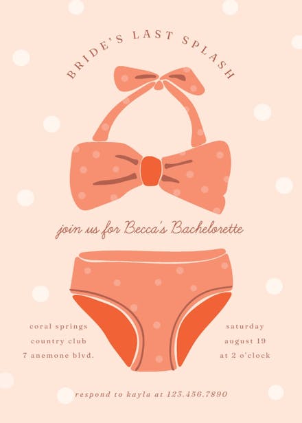 Beach bum bash - bachelorette party invitation