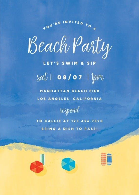 Beach chillout - pool party invitation