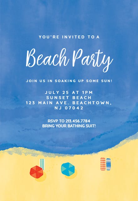 Beach Party Invitation Templates Free Greetings Island