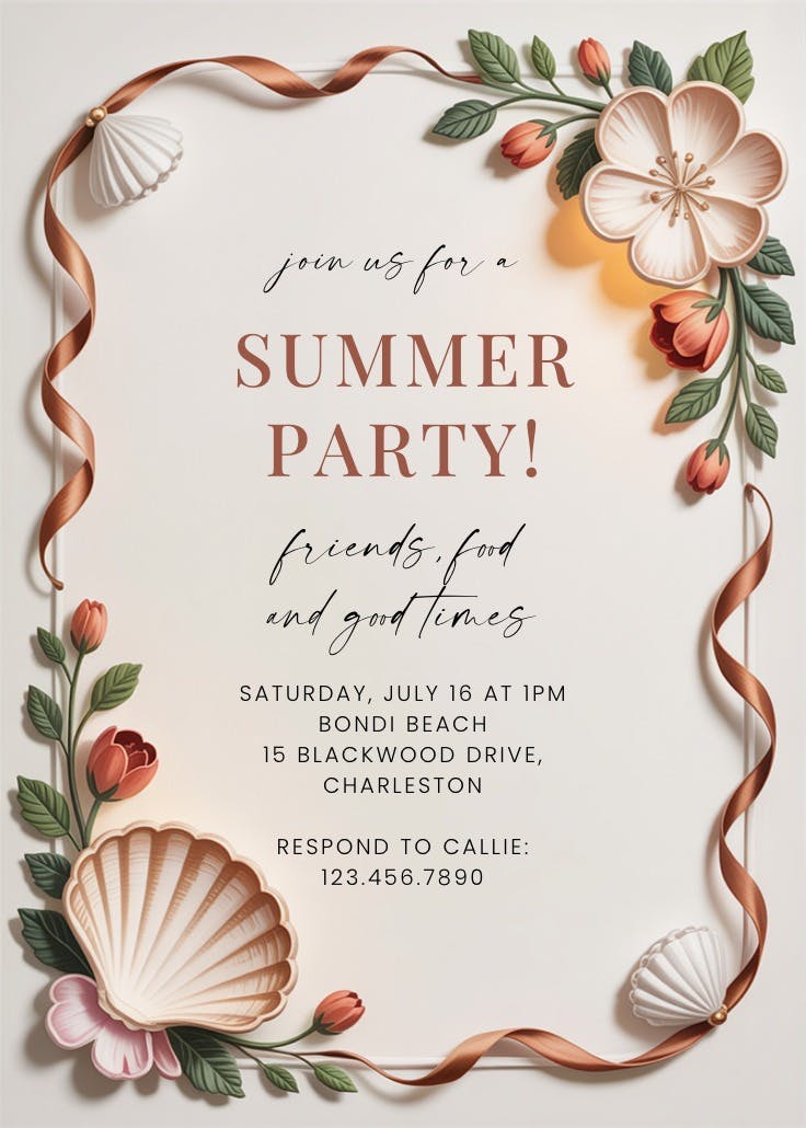 Beach florals - invitación para todos los días