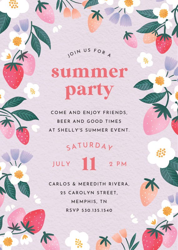 Berry sweet - pool party invitation