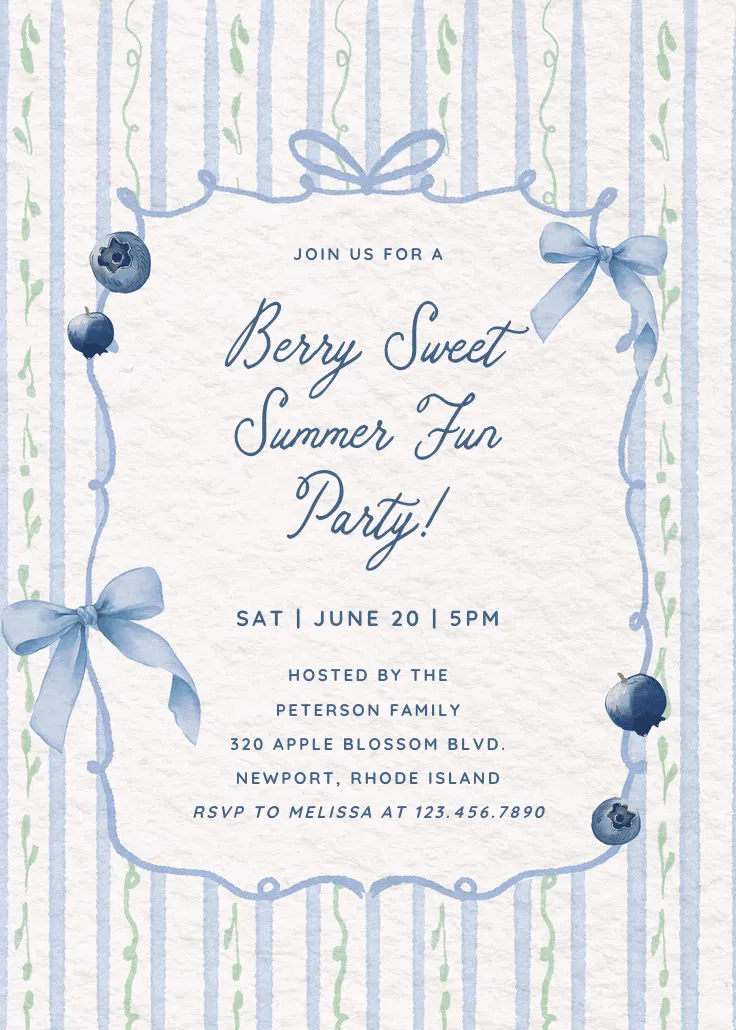 Berry sweetest - invitación para fiesta en la piscina
