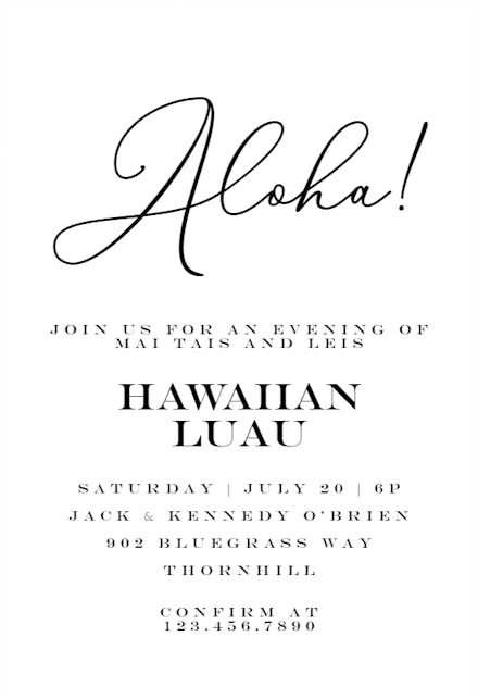 Bold Bellisia - Luau Party Invitation