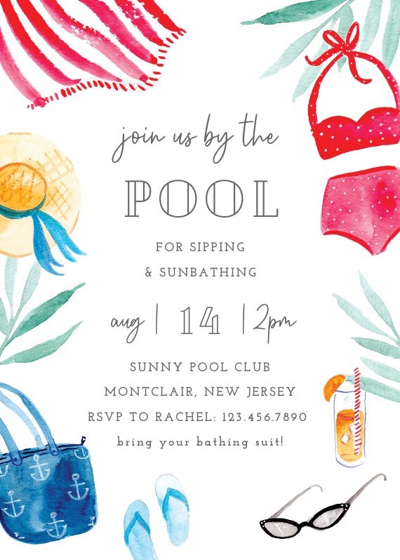 By the pool - pool party invitation