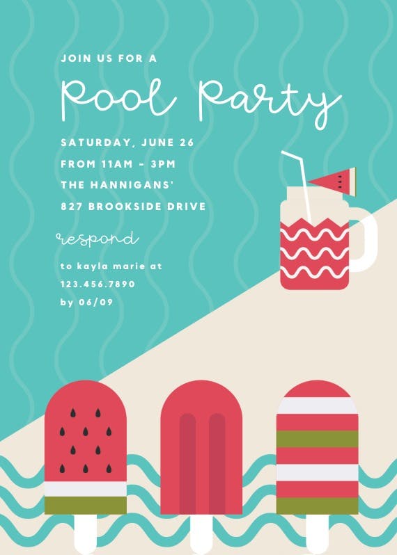 Chill out - pool party invitation