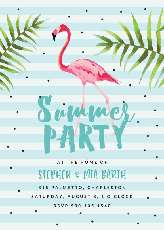 Chill with flamingo - pool party invitation